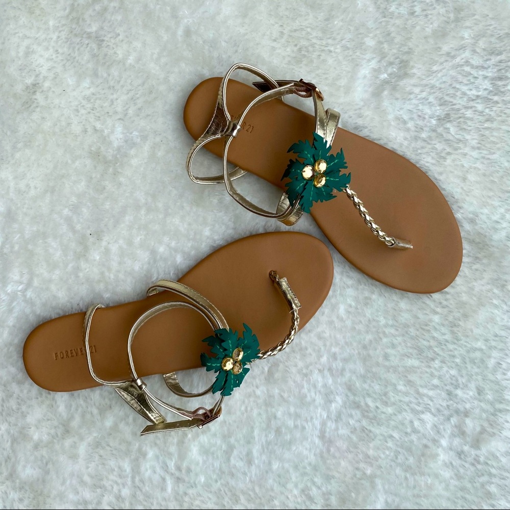 Palm tree strappy sandals